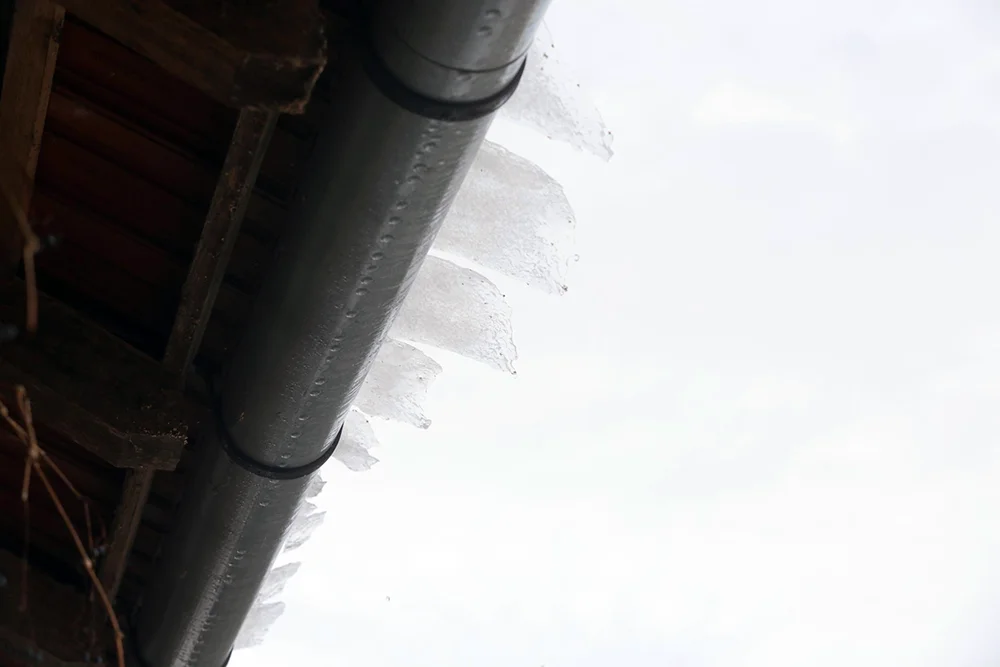 Ice dam forming along roof edge in Northeast Ohio