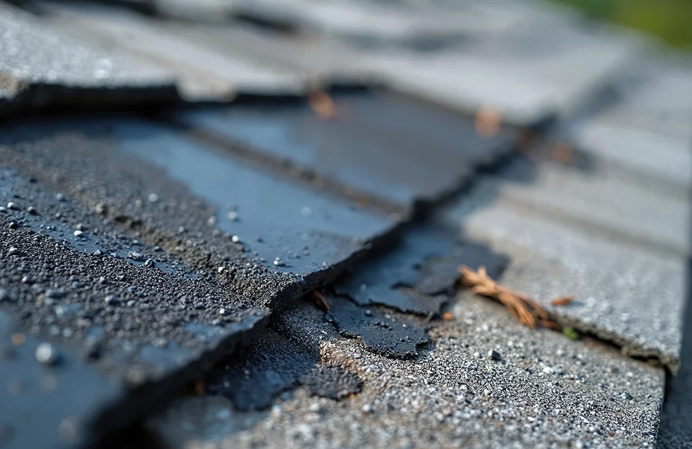 Uneven roof surface showing wear and aging